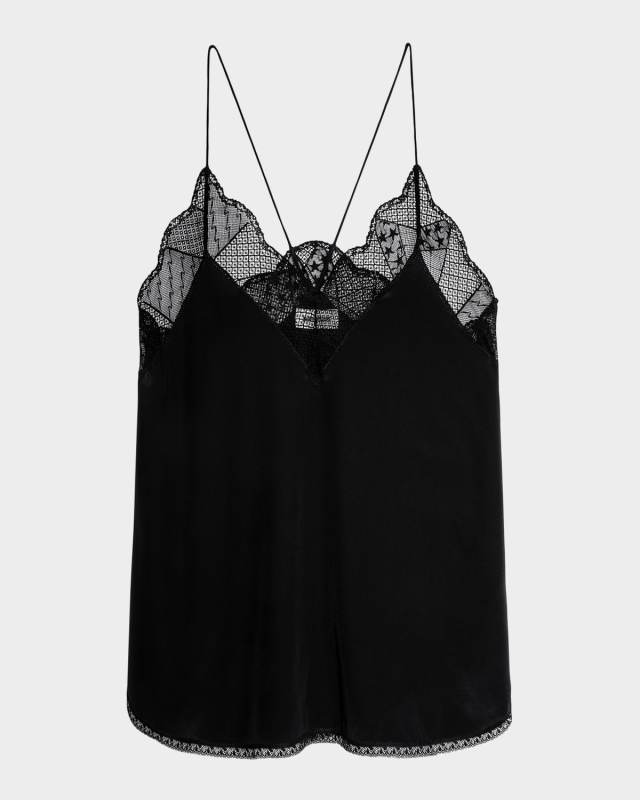 Christy Lace-Trim Crepe de Chine Ca